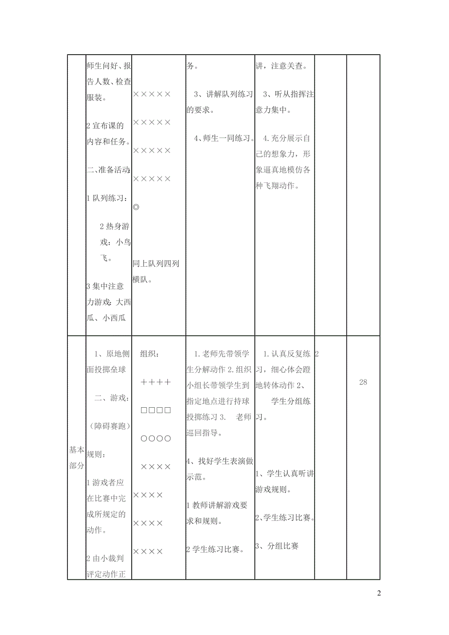 一年级体育下册 原地侧面投掷垒球教案_第2页