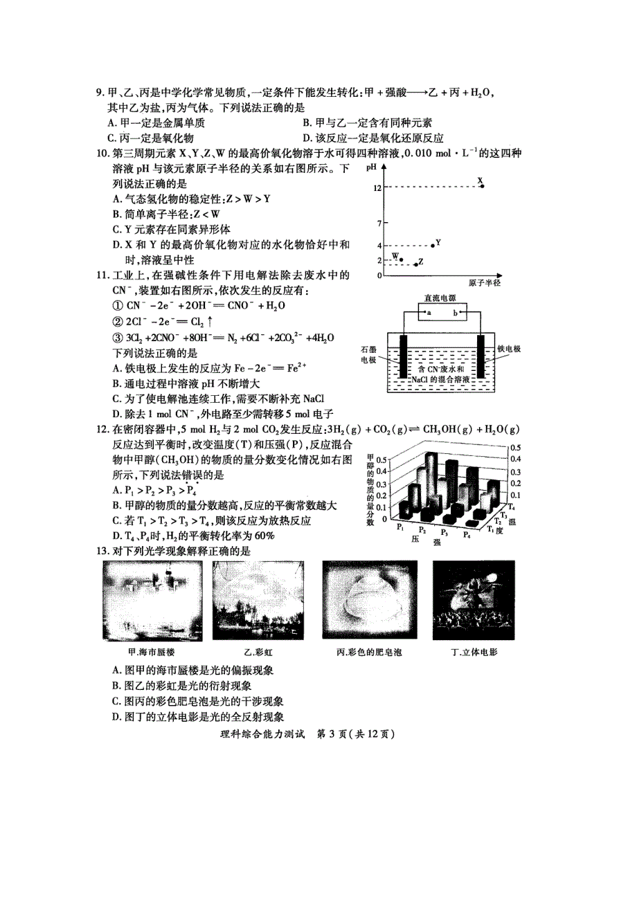 高考加油站福建省厦门市普通高中2015届高三理综质量检查试题（pdf）_第3页