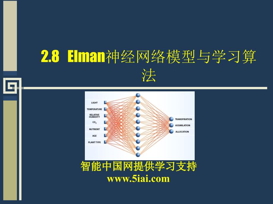 神经网络实用教程 教学课件 ppt 作者 张良均　曹晶 2.8 Elman神经网络算法模型与学习算法_第1页