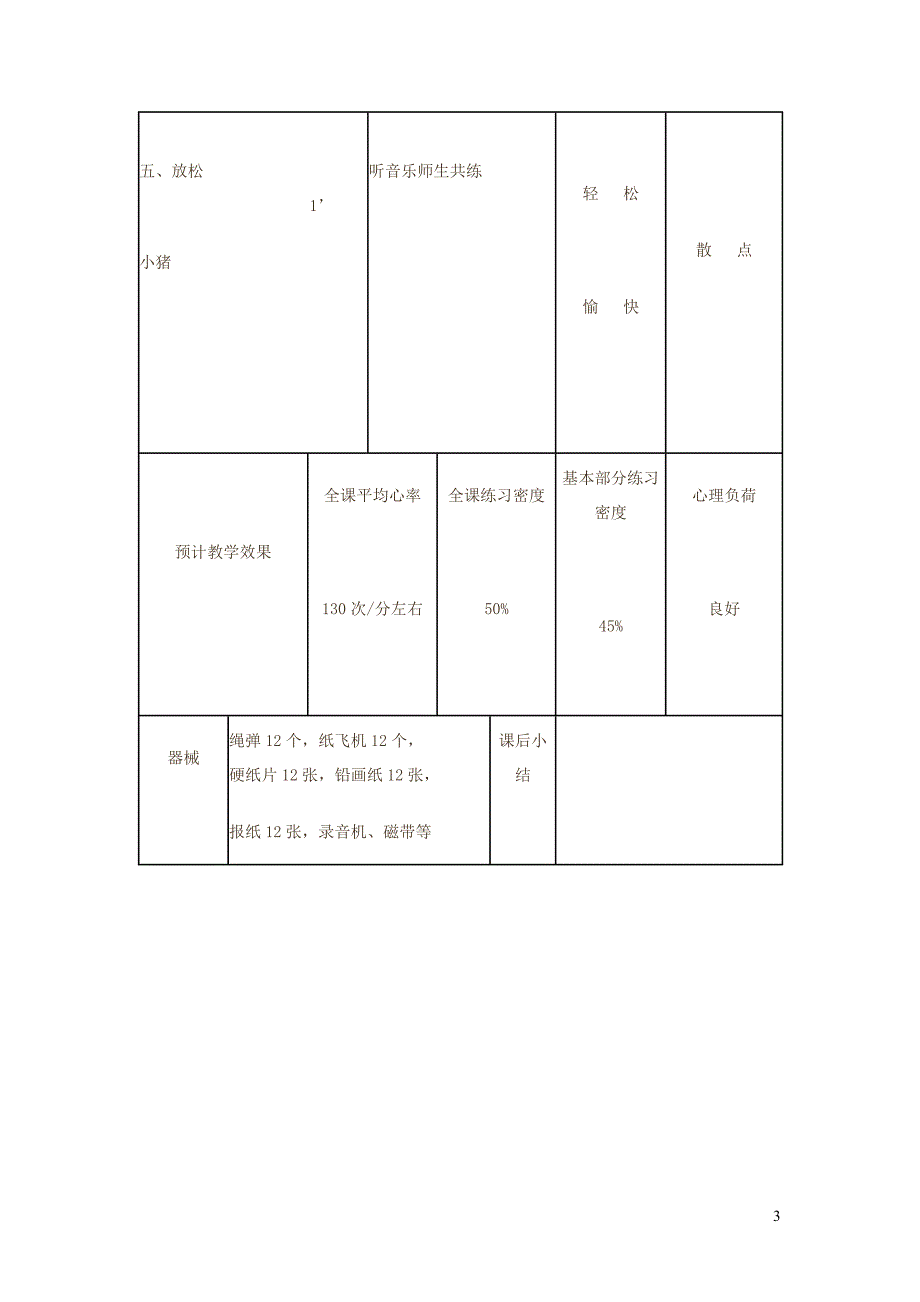 一年级体育下册 投掷：持轻物掷远教案_第3页