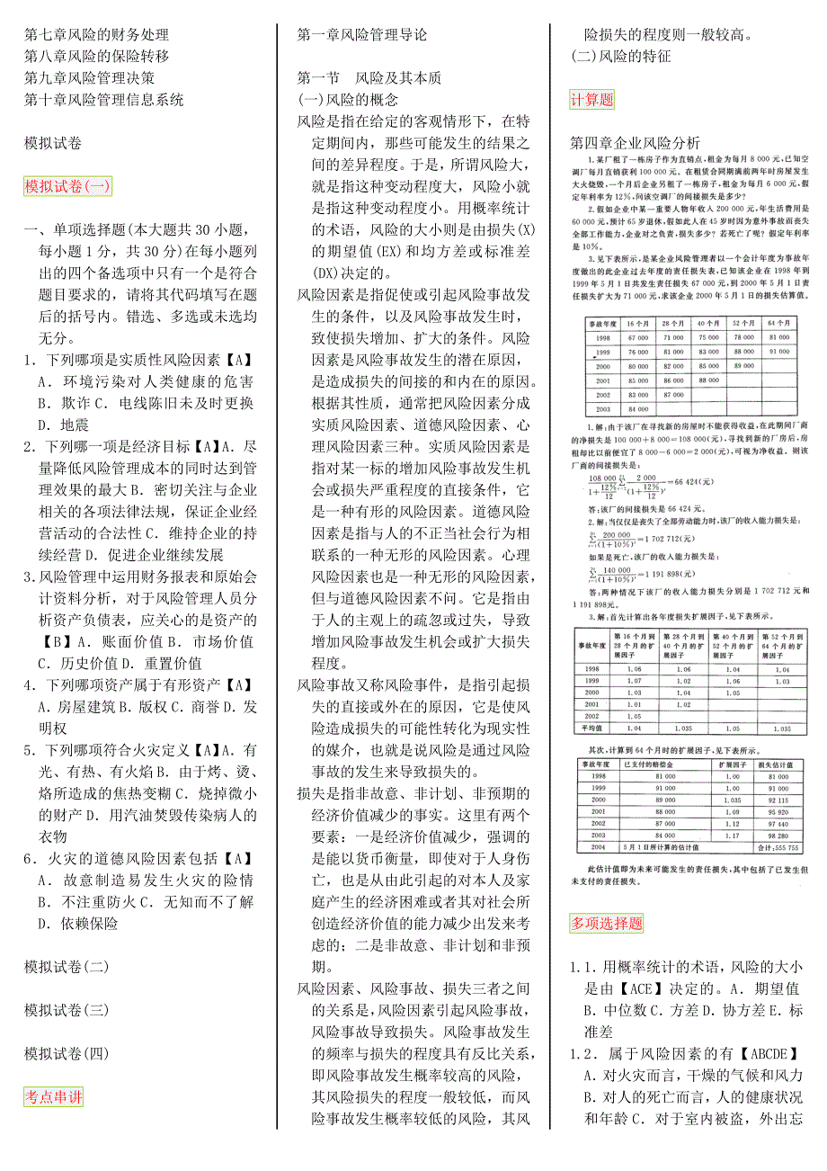 风险管理_自考笔记 自考资料_第3页