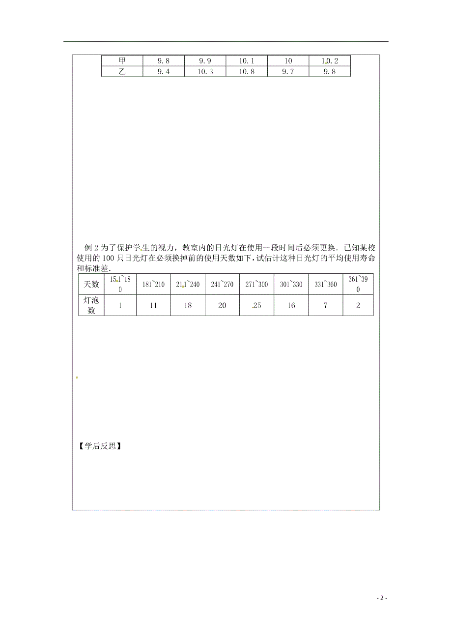 高考专题江苏省建陵高级中学2013-2014学年高中数学2.3.2方差与标准导学案（无答案）苏教版必修3_第2页