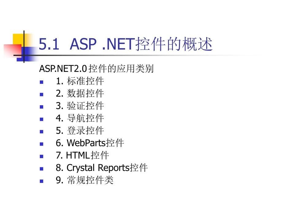 ASP.NET 2.0实用教程 C#版  普通高等教育“十一五”国家级规划教材  教学课件 ppt 作者  崔良海 第五章 ASP.NET控件_第5页