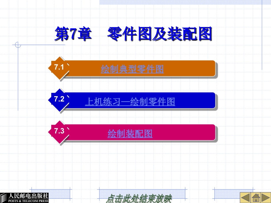 AutoCAD 2009工程制图实例教程 教学课件 PPT 作者 姜勇 吉晓梅 宋金虎 第07章 零件图及装配图_第1页