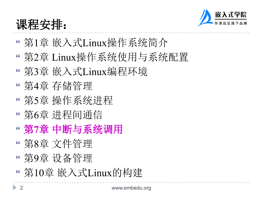 嵌入式Linux操作系统 教学课件 ppt 华清远见嵌入式学院 孙天泽 第7章 中断与系统调用_第2页