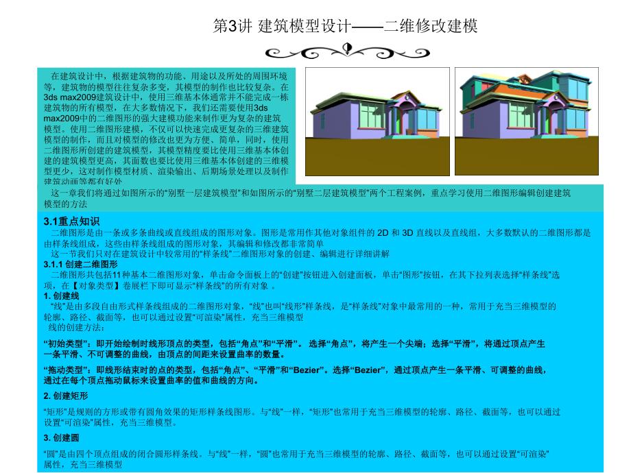 边用边学3ds max建筑设计 教学课件 ppt 作者 史宇宏 第3章_第1页