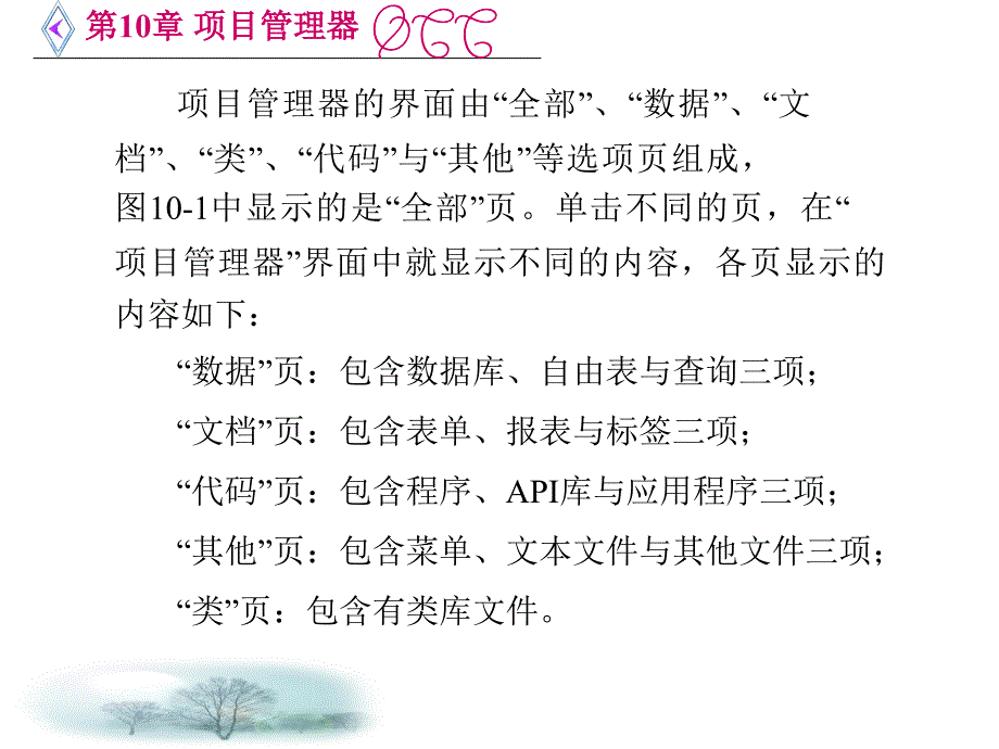 VFP程序设计简明教程 教学课件 ppt 作者 鲁俊生 第7－10章 第10章 项目管理器_第4页