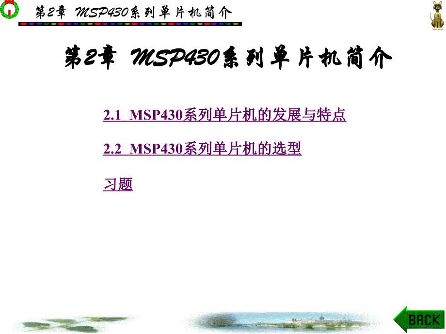 MSP430系列超低功耗单片机原理与系统设计 教学课件 ppt 作者 李智奇 1-3 第2章_第1页