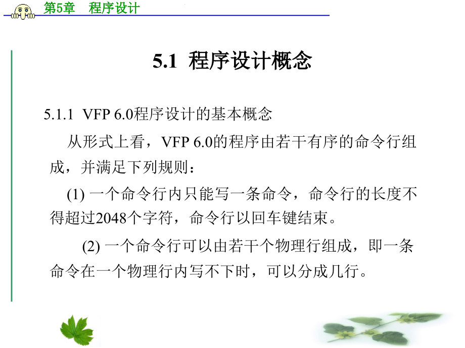VF6.0数据库原理与应用  胡晓燕 第5章  程序设计_第2页