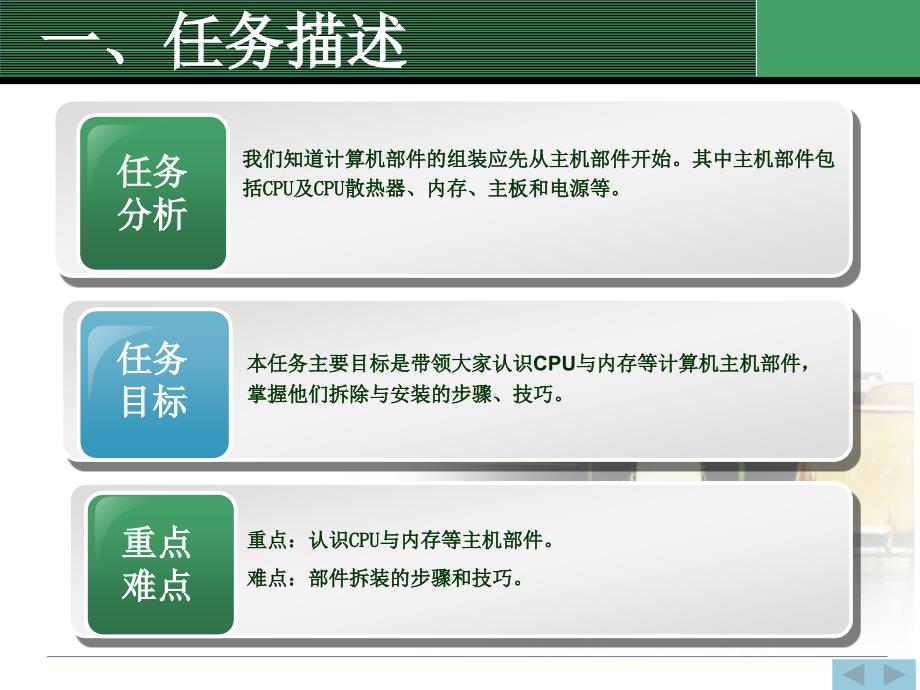 计算机组装与维护 教学课件 ppt 作者 王树平项目一 1-1 识别、拆装CPU与内存_第3页