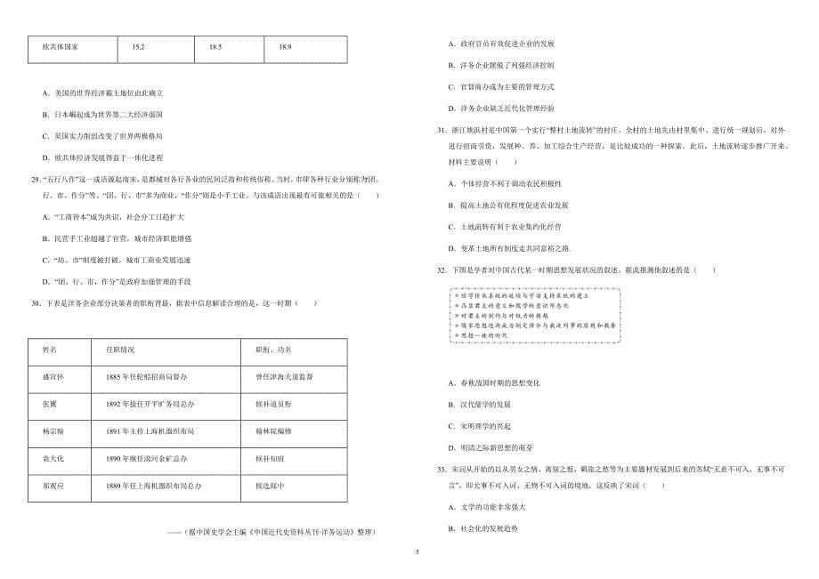 2019年高考高三最新信息卷文综（四）附答案解析_第5页