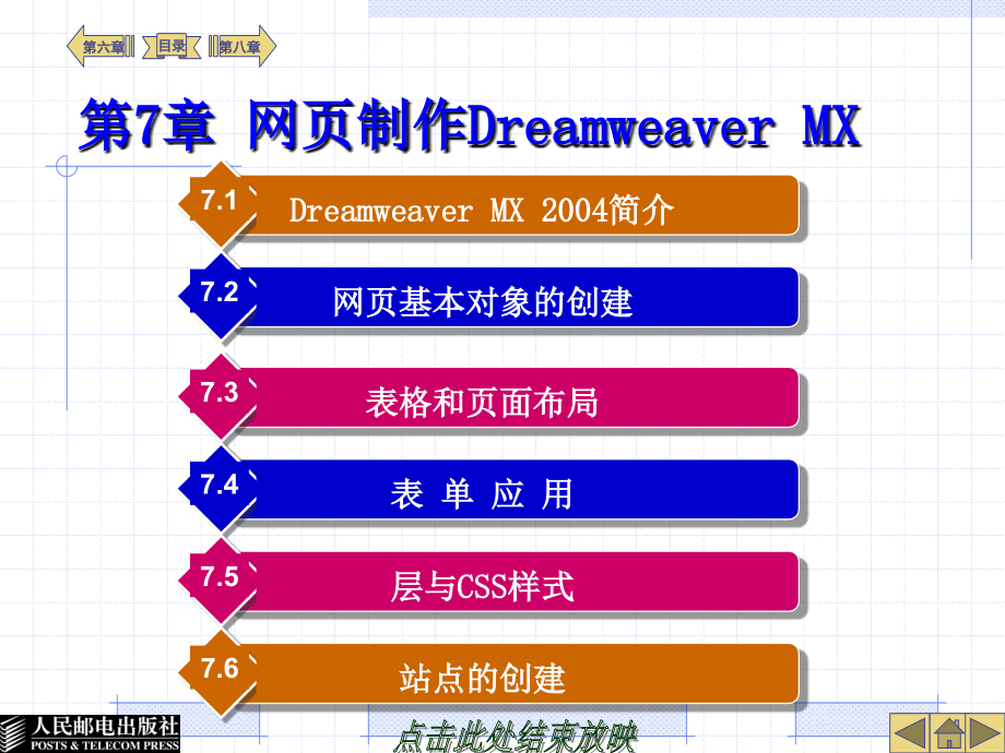 大学计算机基础 教学课件 ppt 作者  刘红梅 霍世平 第7章 网页制作Dreamweaver MX 2004_第1页