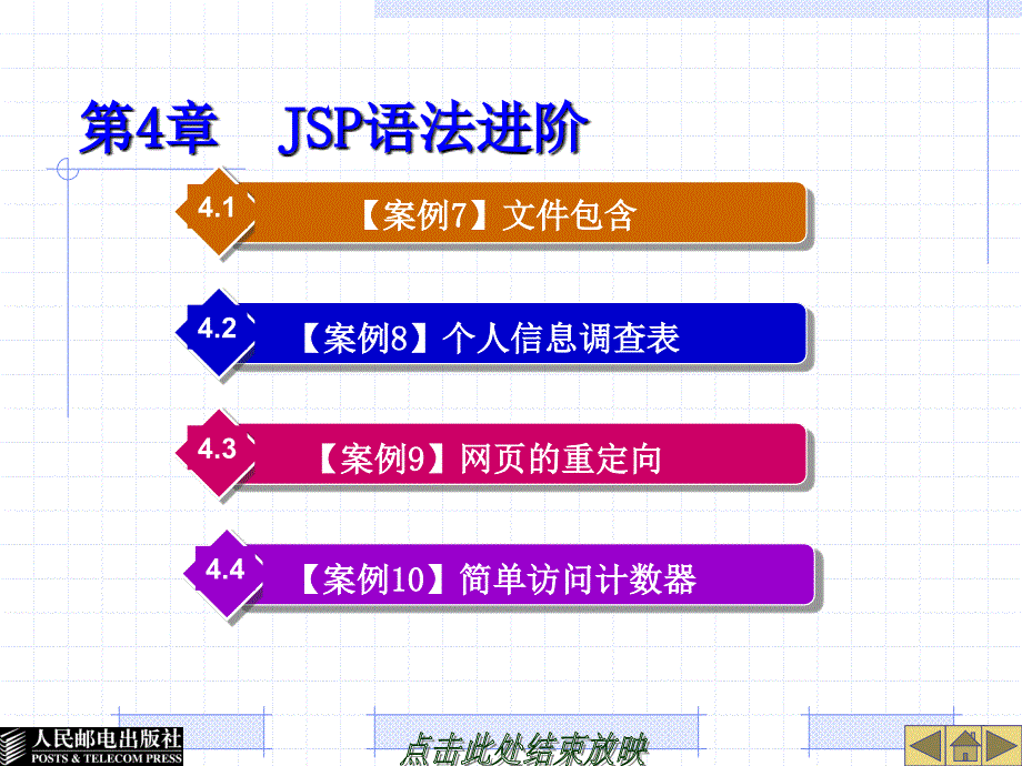 JSP动态网页基础教程 教学课件 ppt 作者  张晓蕾 第4章  JSP语法进阶_第1页