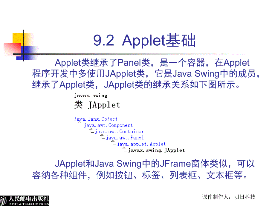 Java实用教程 第2版  教学课件 ppt 作者  王小科 罗二平 刘会衡 第9章  Applet程序设计_第3页