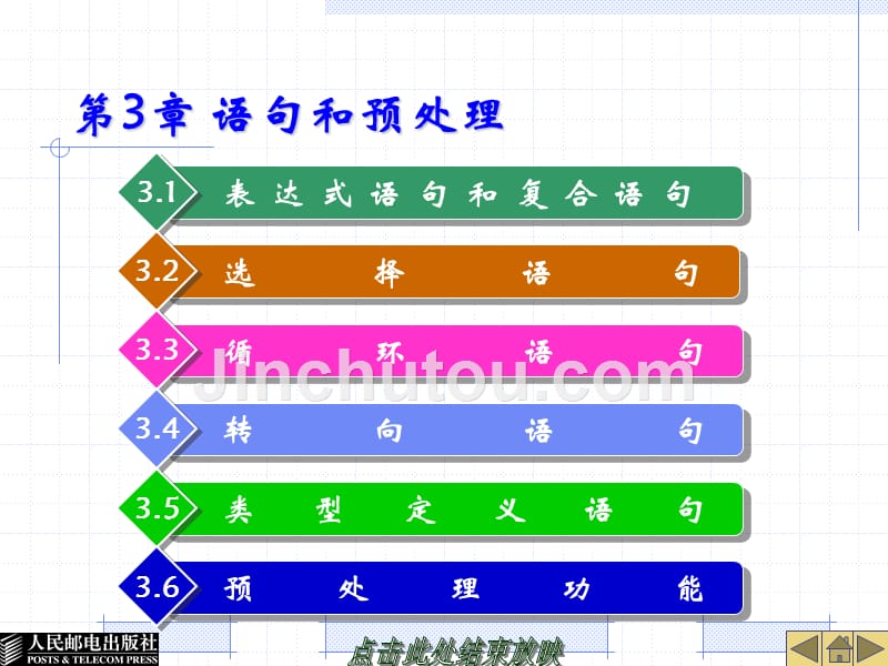 C++语言程序设计教程 普通高等教育“十一五”国家级规划教材 教学课件 PPT 作者 吕凤翥 第3章　语句和预处理_第1页