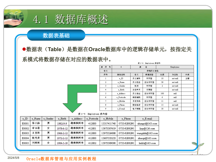 Oracle数据库管理与应用实例教程 教学课件 PPT 作者 刘志成　薛志良 第4章 数据表操作_第4页