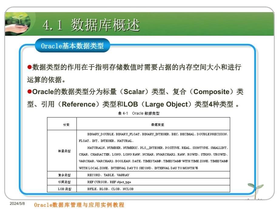 Oracle数据库管理与应用实例教程 教学课件 PPT 作者 刘志成　薛志良 第4章 数据表操作_第5页