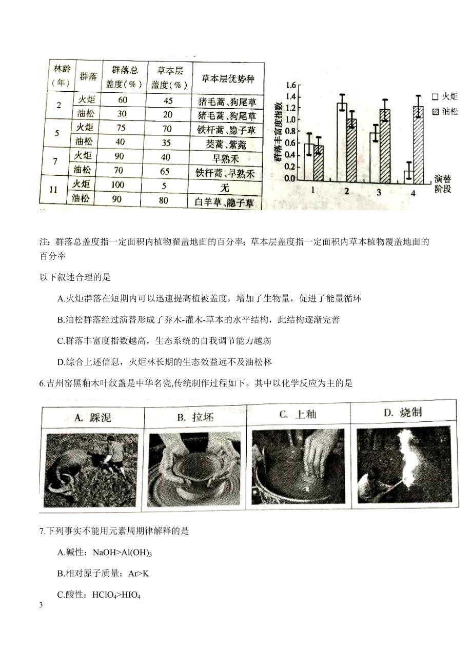 北京市朝阳区2018届高三3月综合练习（一模）理综试卷 含答案_第3页