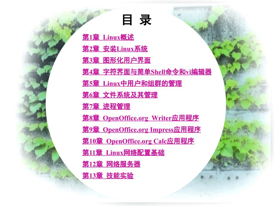 Linux网络操作系统应用教程高职 教学课件 ppt 作者 王和平 第1－2章 封面及目录_第2页