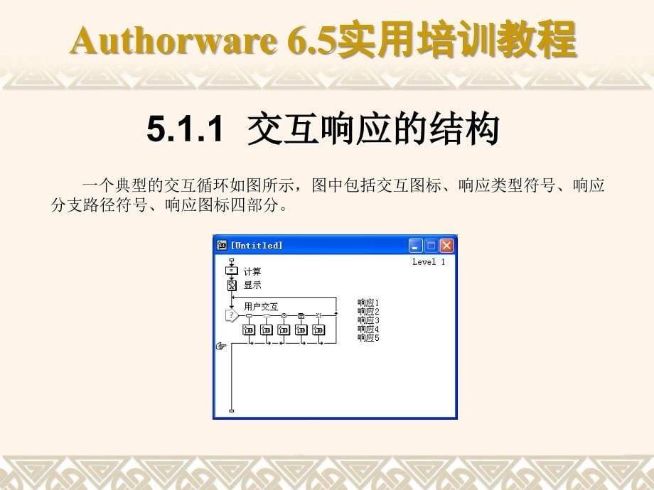 Authorware 6.5实用培训教程PowerPoint课件 教学课件 ppt 作者 第05章 用户按钮与区域交互_第5页