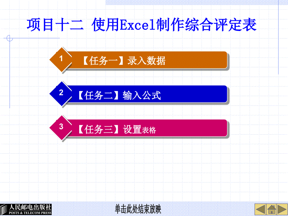 Word 2003、Excel 2003实用教程 项目教学  教学课件 PPT 作者 高长铎 项目十二 使用Excel制作综合评定表_第1页