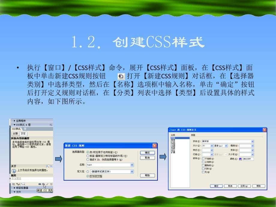 Dreamweaver 8中文版网页制作 机房上课版  教学课件 PPT 作者 王正成 第11讲CSS样式表_第5页