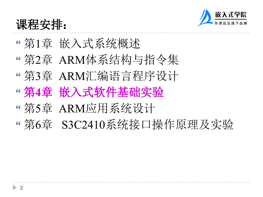 嵌入式系统技术与设计 第2版  教学课件 ppt 作者  华清远见教育集团 刘洪涛 苗德行 第4章 嵌入式软件基础实验_第2页