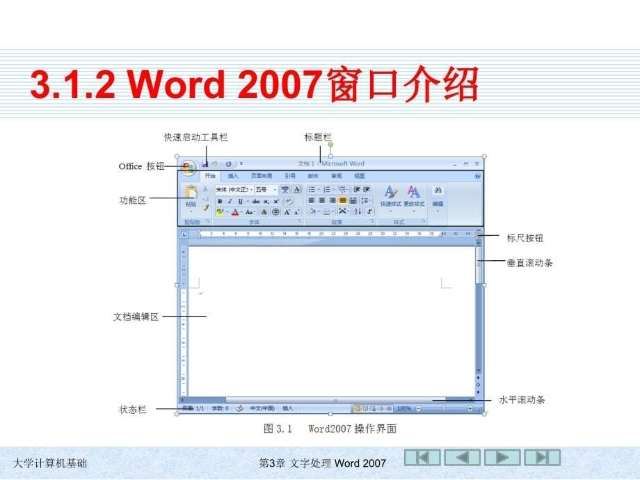 大学计算机基础 教学课件 ppt 作者 978-7-302-21247-8 第3章 文字处理 Word 2007_第5页