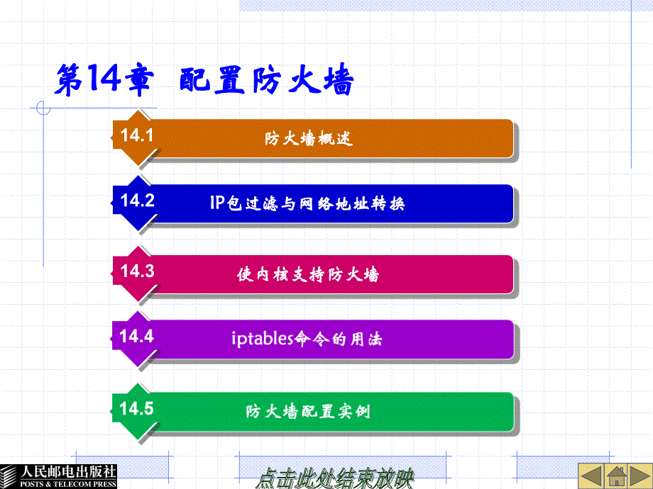 Linux系统及网络管理 教学课件 ppt 作者  胡耀民 厉伟 第14章  配置防火墙_第1页
