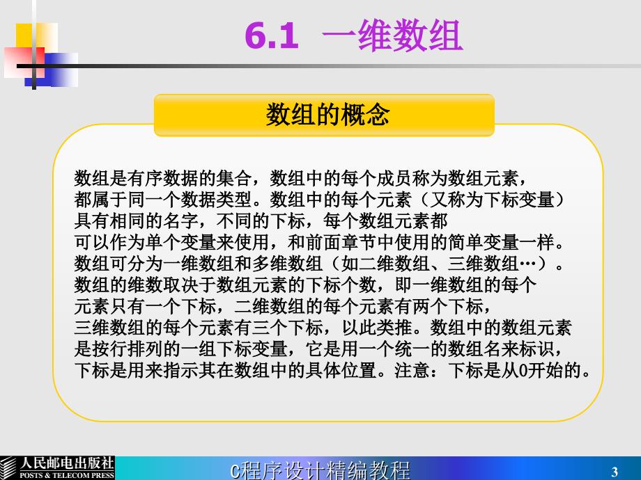 C语言程序设计精编教程 教学课件 ppt 作者  陈正权 岳睿 第6章 数组_第3页