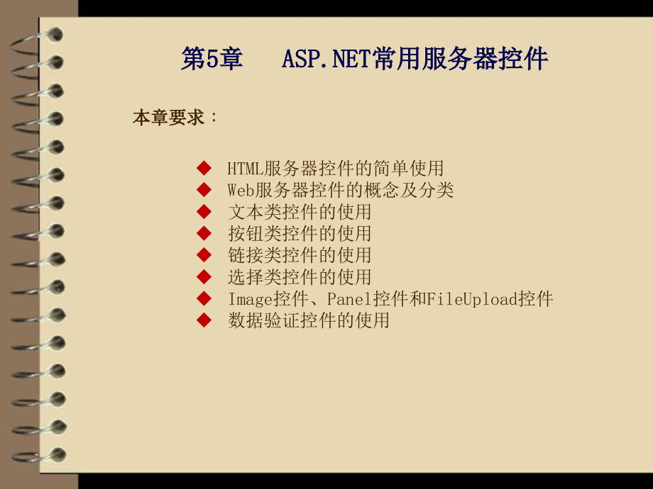 ASP.NET应用开发与实践 教学课件 ppt 作者  刘乃琦 郭小芳 第5章  ASP.NET常用服务器控件_第1页