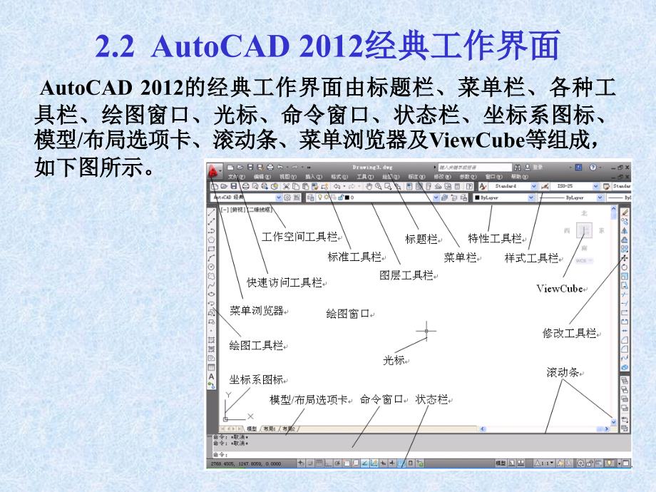 中文版AutoCAD工程制图（2012版） 教学课件 ppt 作者  978-7-302-28047-7 第02章  基本概念与基本操作_第3页