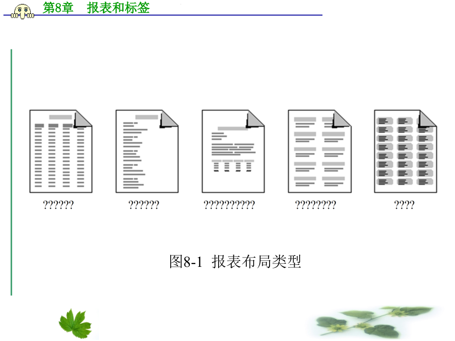 VF6.0数据库原理与应用  胡晓燕 第8章  报表和标签_第3页