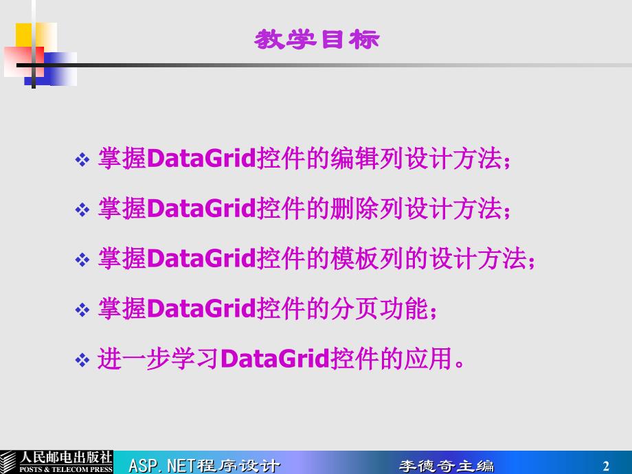 ASP.NET程序设计 普通高等教育“十一五”国家级规划教材  教学课件 ppt 作者  李德奇 第12讲 DataGrid控件应用之二_第2页