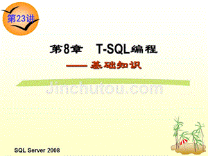 关系数据库与SQL Server 2008 第2版 教学课件 ppt 作者 龚小勇 第23讲  T-SQL基础知识