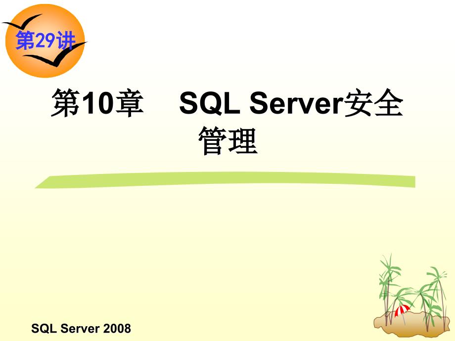 关系数据库与SQL Server 2008 第2版 教学课件 ppt 作者 龚小勇 第29讲  安全管理(理论+实训)_第1页