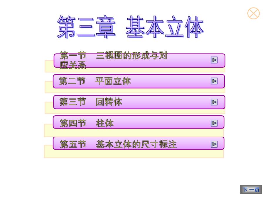 机械制图与计算机绘图第4版  教学课件 ppt 作者 冯秋官第三章 基本立体 第三章 基本立体_第1页