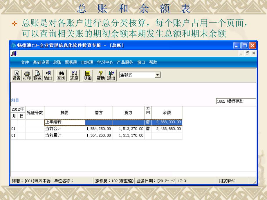 会计信息化应用教程 畅捷通T3-企业管理信息化软件教育专版  教学课件 ppt 作者 会计信息化应用教程 畅捷通T3-企业管理信息化软件教育专版_ 总账二_第3页