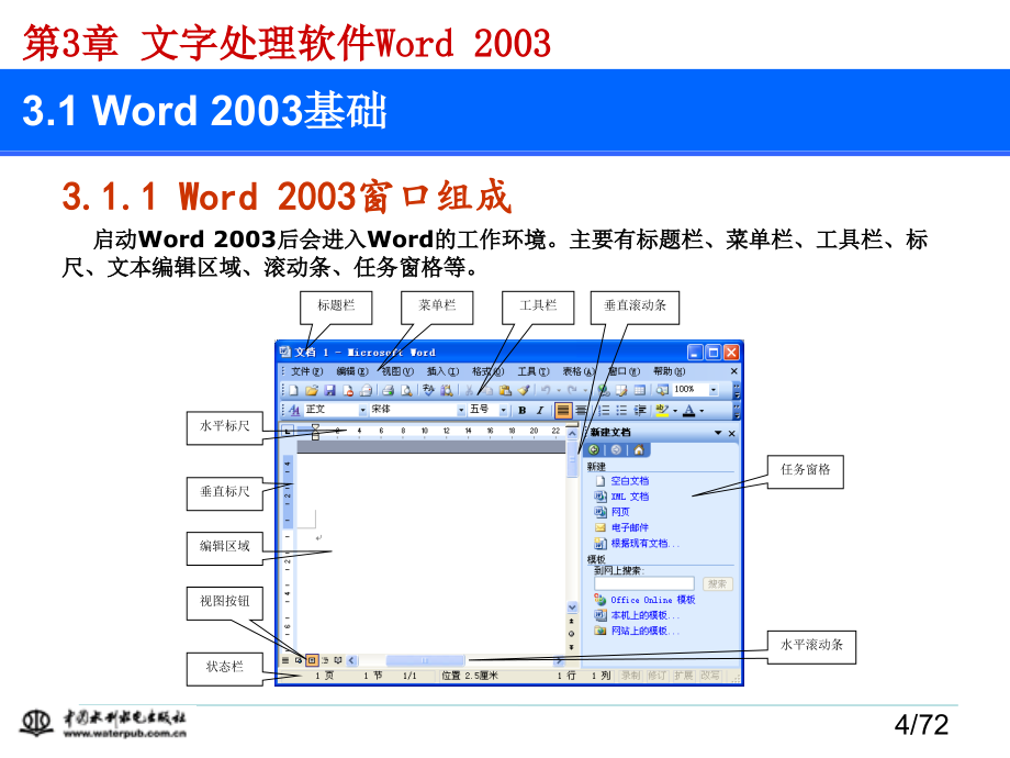 计算机应用基础（第二版）-电子教案-刘丽军 第3章 文字处理软件Word 2003_第4页