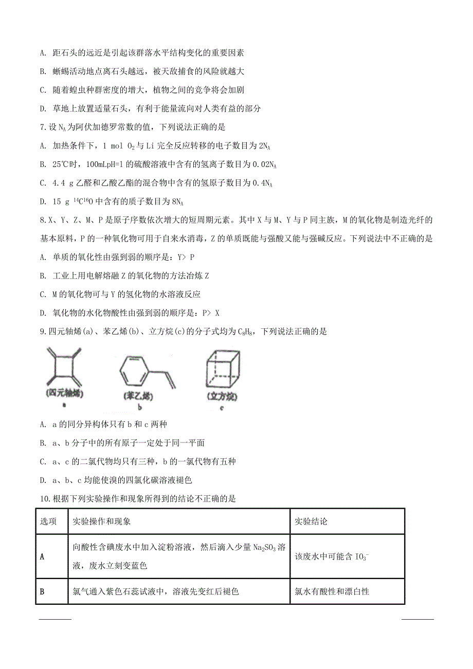 安徽省肥东县高级中学2019届高三5月高考模拟考试试理科综合试题附答案_第3页