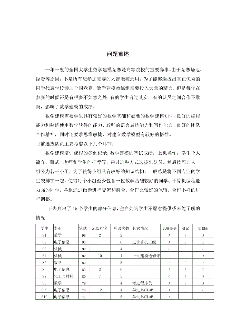 数学建模比赛的选拔问题(1)_第2页