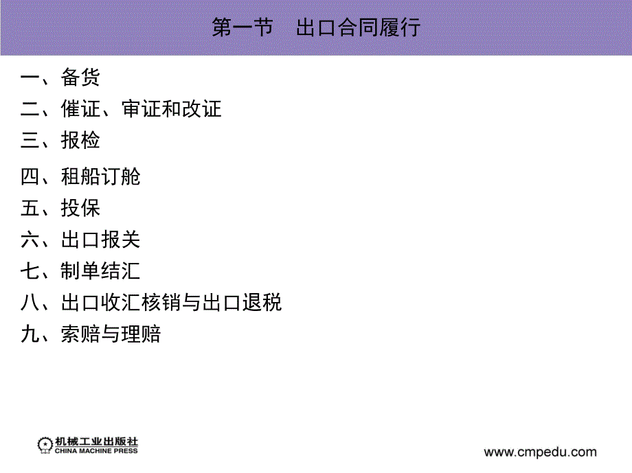 国际贸易实务新编 教学课件 ppt 作者 陈双喜 孟亮 戴明华 第十章合同履行_第2页