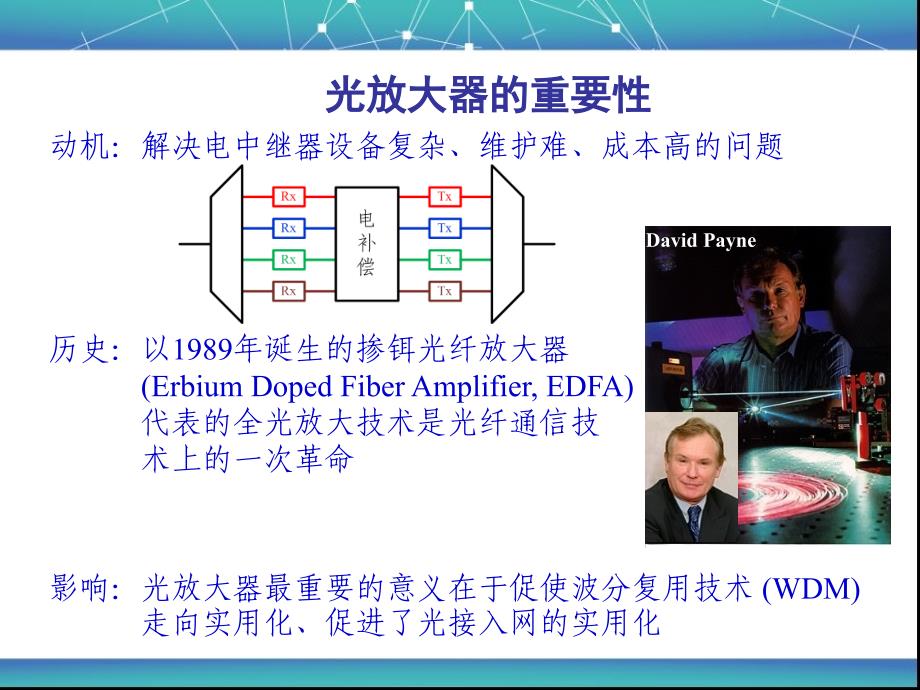 光传输系统运行与维护 教学课件 ppt 作者 贾璐 第3章  光纤通信系统用元器件（光放大器）_第1页