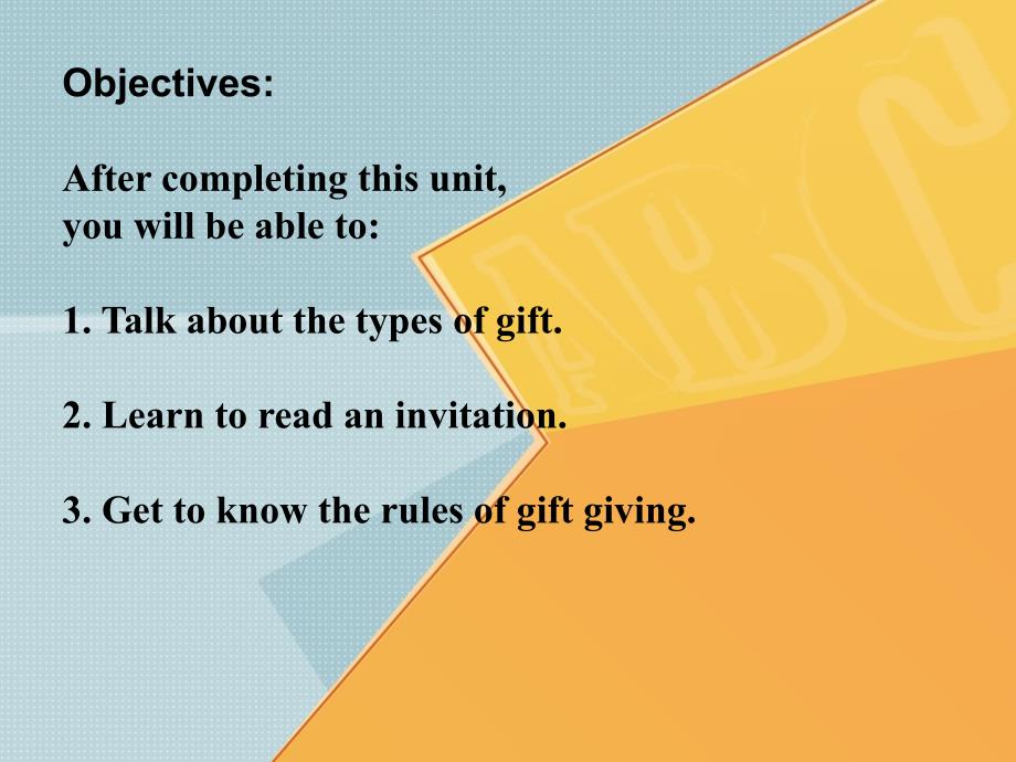 情景英语听说教程1——走向职场 教学课件 ppt 作者 黎明珠 Unit 3 Gift-giving_第2页