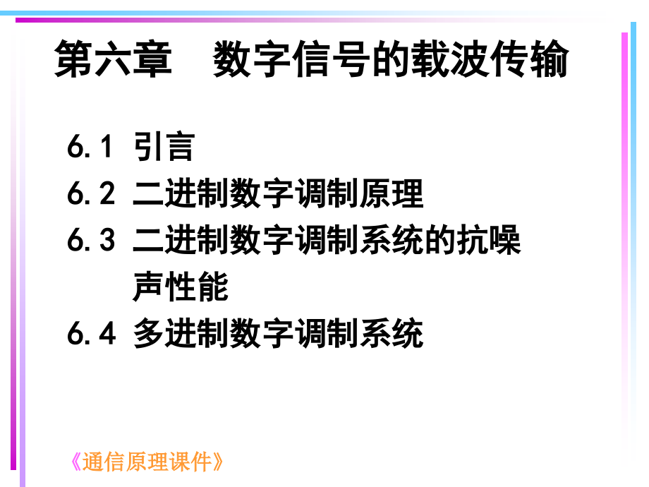 通信原理 第3版  工业和信息化普通高等教育“十二五”规划教材立项项目  教学课件 ppt 作者  蒋青 于秀兰 范馨月 （改好）第六章_第1页