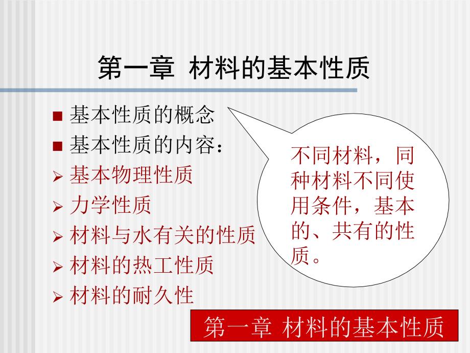 建筑材料 教学课件 ppt 作者李国新。 第一章 材料的基本性质_第1页