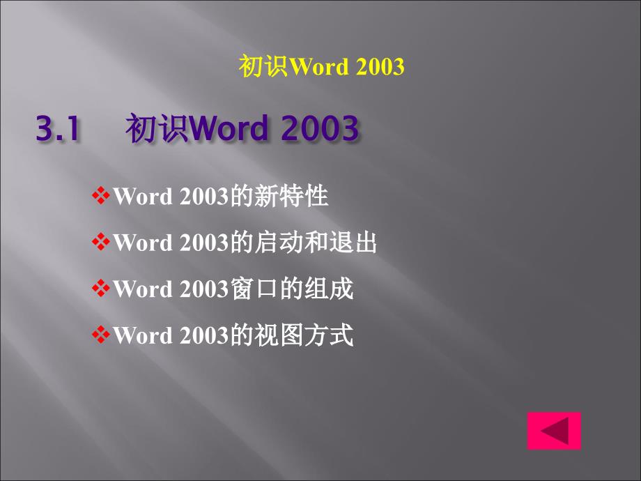 《大学计算机基础(XP版)》-张黎黎-蒋文科-电子教案 第3章 Word 2003文字处理软件_第4页