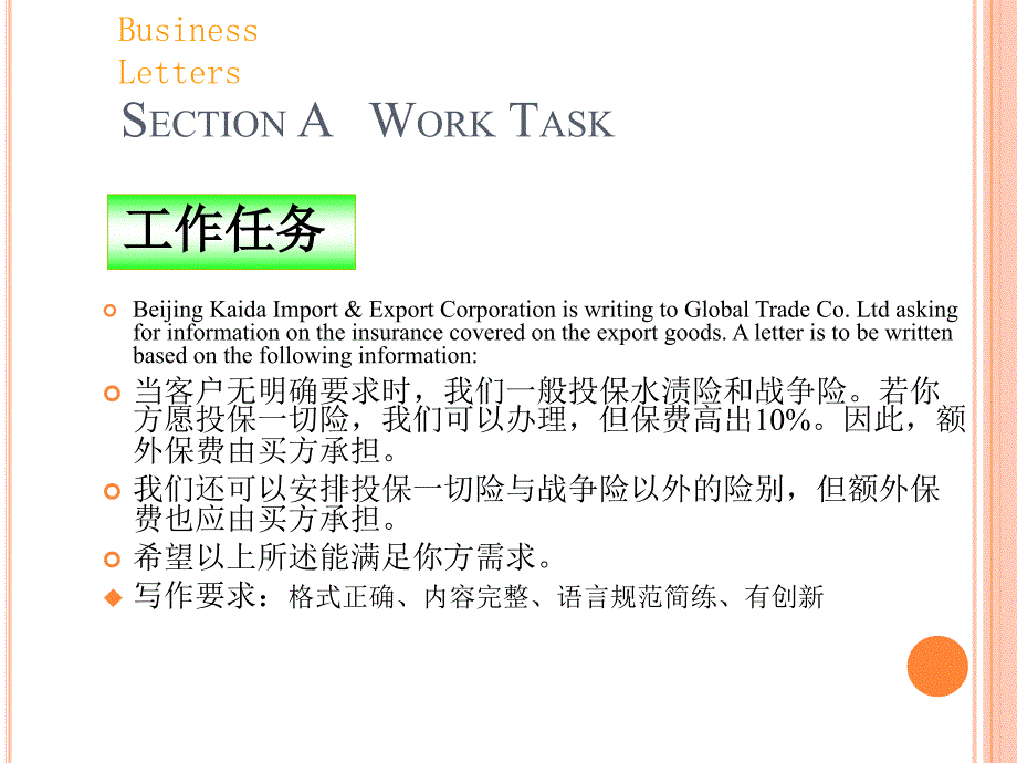 秘书英文写作-电子教案-刘立莹 第三章 Task 10 Insurance_第4页