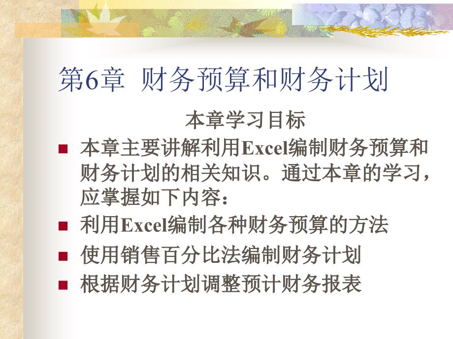 《Excel在财会管理中的应用》电子教案 第6章_第1页