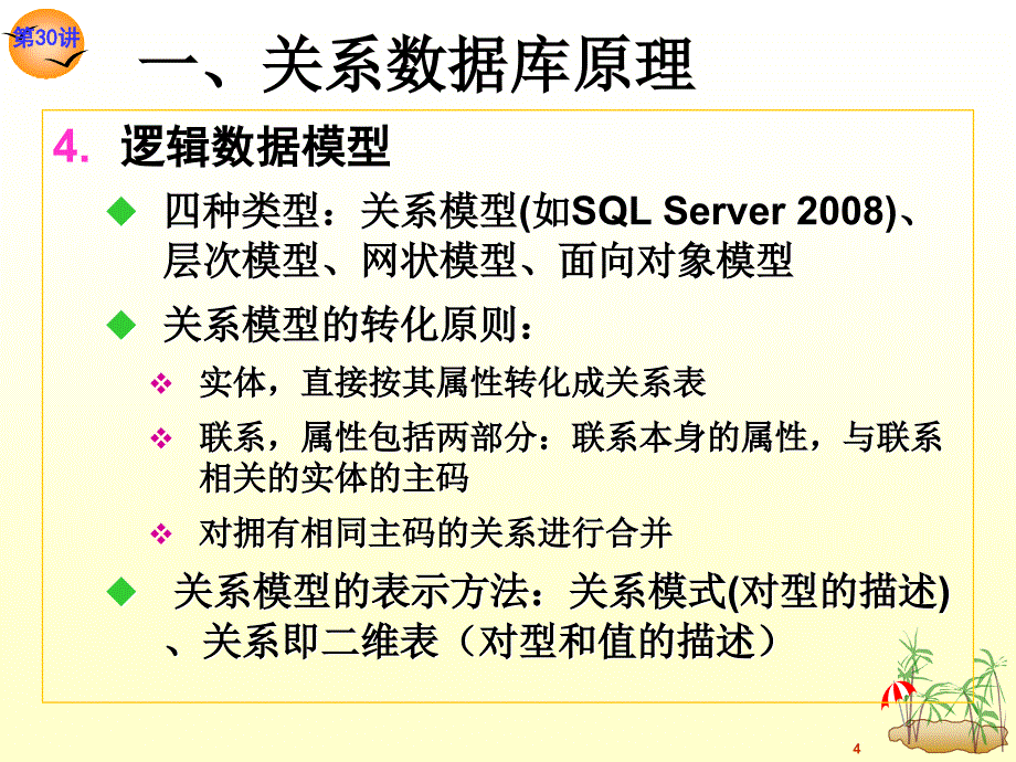 关系数据库与SQL Server 2008 第2版 教学课件 ppt 作者 龚小勇 第30讲  总复习_第4页